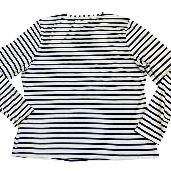 Lands’ End Womens Sz XL Nautical Striped Long Sleeve Rash Guard Top Nylon - Picture 11 of 15